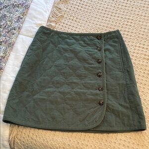 Madewell Dark Green Quilted Button Skirt